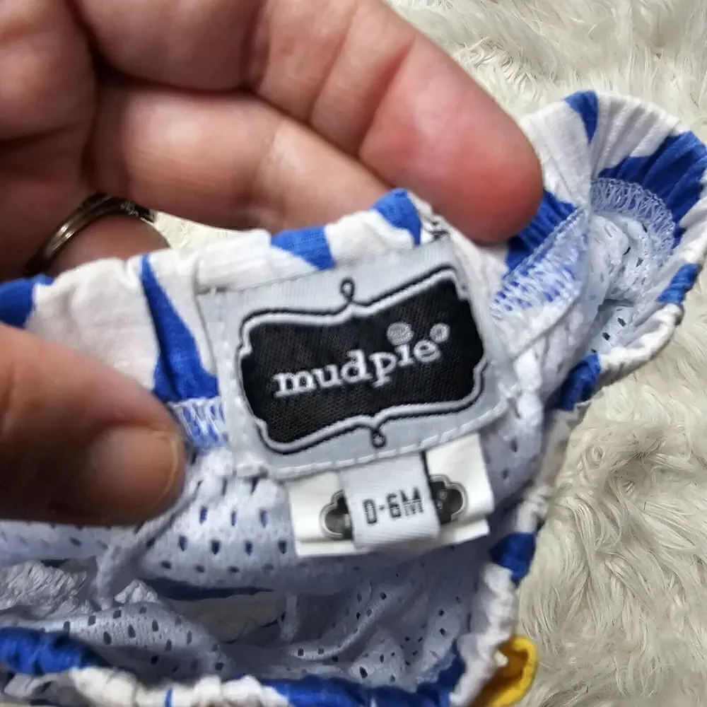 Mud Pie Infant Boy 0-6 Month Blue Safari Alligator Swim Trunks